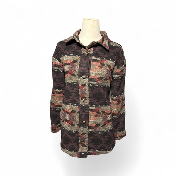 Maurices Womens Large Shacket Aztec  Button Front Jacket Western Boho NWT Fall - Picture 1 of 13